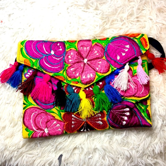 MEXICANA Handbags - Mexican Cross Body Embroidered Floral Purse Bag